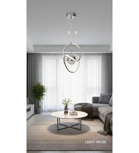 LİGHT HOUSE Dekorotif Sarkıt Oturma Odası 3 Modlu Led Avize (Silver)