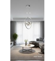 LİGHT HOUSE Dekorotif Sarkıt Oturma Odası 3 Modlu Led Avize (Silver)
