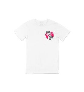 Pembe Don't Panic Bro Cep Logo Tasarımlı Beyaz Tişört