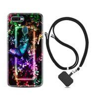 Oppo A5S A15 A16 A54 A55 A73 A74 Kılıf Boyun Askılı Silikon Butterfly Neon 1684