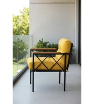 Balkon-bahçe-ofis-kafe Çay Seti Koltuk Oturma Takımı-oturma Grubu Miami Tekli (Sarı)