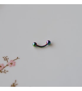8 mm Cerrahi Çelik Hologram Renkli İki Ucu Top Piercing Tragus Helix Conch Lob Daith (Çok Renkli)