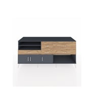 Kronos Konsol 4 Raflı 5 Çekmeceli 3 Kapaklı 220x59x99 Antrasit-Antrasit/Çam