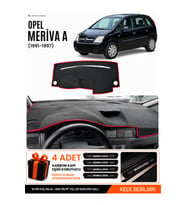 OPEL MERİVA A (2003-2010) Uyumlu Torpido Örtüsü Torpido Kılıfı - Siyah Kırmızı