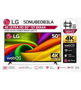 LG 50NU8E0B3LA 4K Ultra Hd 50" 127 Ekran Uydu Alıcılı Webos Smart LED Tv 2026 Askı Aparatı Hediyeli