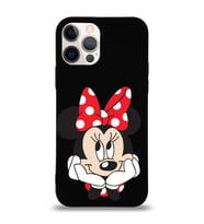 Apple iPhone 12 Pro  Lansman Kılıf Minnie Mouse Tasarımlı Altı Kapalı İçi Kadife Kaplı  Kapak (Şeffaf)