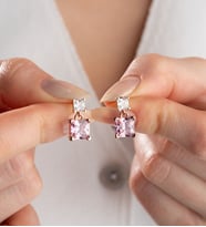 925 Ayar Gümüş Pembe Baget Taşlı Küpe