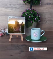Hamile Anne Adayı Fotoğraflı Dekoratif Taş, Ahşap Altlıklı Türk Kahvesi Fincanı Hediye (Model 9)