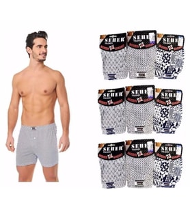 Seher Yıldızı Erkek Desenli Boxer 007 - 12 Adet (Karışık)