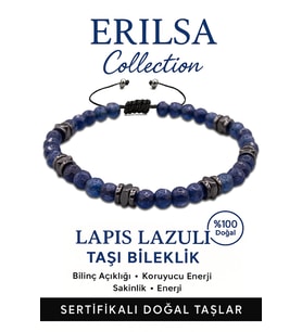 Sertifikalı İnce Model Fasetli AAA+ Terahertz ve Lapis Lazuli Bileklik – Bilgelik (Çok Renkli)