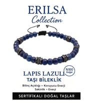 Sertifikalı İnce Model Fasetli AAA+ Terahertz ve Lapis Lazuli Bileklik – Bilgelik (Çok Renkli)