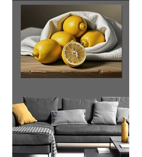Kasede Taze Limonlar Dekoratif Kanvas - Mdf Ahşap Tablo