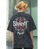 Slipknot Maggot Rock Metal Müzik Grubu Sırt Baskılı Unisex Oversize Eskitme Yıkamalı Tişört