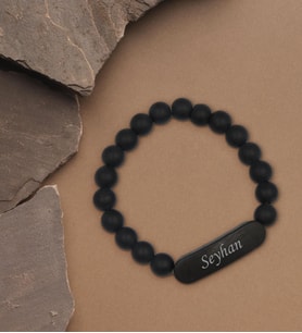 BK Gift Kişiye Özel İsimli Siyah Bileklik