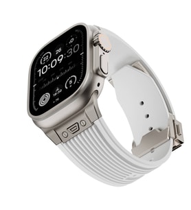 Apple Watch 7 45mm Uyumlu Kordon Silikon Spor Görünümlü Zore KRD-113 Kayış (Beyaz)