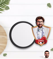 BK Gift Kişiye Özel Erkek Acil Tıp Teknisyeni Karikatürlü Ahşap Bardak Altlığı-1