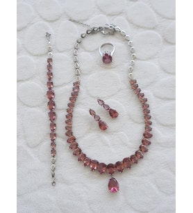 Sultanit Taşlı Gerdanlıklı Bileklikli Gümüş Set