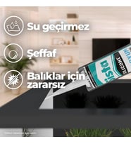 Silikon Mastik Aquarium, Balıklara Zarar Vermeyen Akvaryum Silikonu, UV Dirençli Silikon Mastik, Elastikiyeti Yüksek Güçlü Yapıştırıcı, 1x280ml