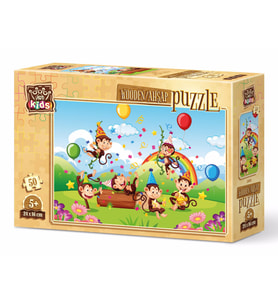 Art Kids Maymunlar Partisi 50 Parça Ahşap Puzzle