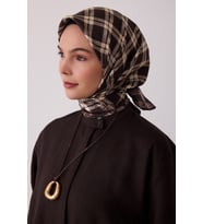 Geometrik Desen %100 Twill İpek Eşarp BE21