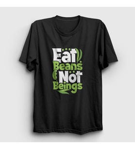 Presmono Unisex Beyaz Beans Vegan Vegetarian Vejetaryen T-Shirt 541780tt (Siyah)