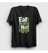 Presmono Unisex Beyaz Beans Vegan Vegetarian Vejetaryen T-Shirt 541780tt (Siyah)