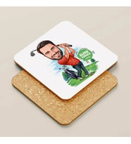 Kişiye Özel Golf Tutkusu Karikatürlü Bardak Altlığı