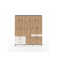 Arges Dolap 8 Raflı 4 Çekmeceli 3 Askılı 220x30x243 Antrasit-Çam/Aytaşı