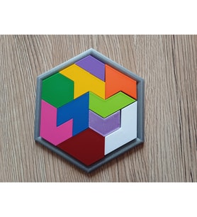 Alvera Altıgen Tangram Puzzle – 3D Baskı Renkli Zeka ve Eşleştirme Oyunu