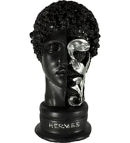 Dekoratif Çiçekli Hermess Heykel Biblo (Siyah Gümüş)