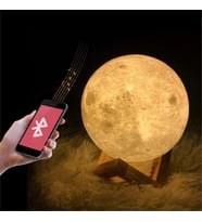 Bluetooth Hoparlörlü Ay Gece Masa Lambası 16 Renkli Dokunmatik Uzaktan Kumandalı  (Renksiz)