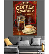 French Press Kahve Posteri Dekoratif Kanvas - Mdf Ahşap Tablo