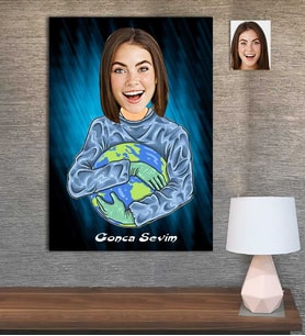 Kişiye Özel Karikatür Baskılı Ahşap Tablo Kahraman Doktor Kadın-1 30x40