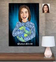 Kişiye Özel Karikatür Baskılı Ahşap Tablo Kahraman Doktor Kadın-1 30x40
