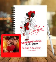 Sevgililer Gününe Özel Ahşap Defter Kalem &  Instagram Çerçeve Hediye Seti 18