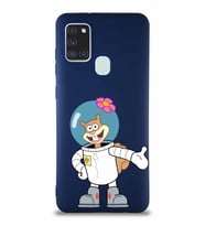 Samsung Galaxy A21S Soft Premier Kapak Sandy Tasarımlı Silikon Kılıf - Lacivert (Şeffaf)