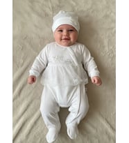 Dantelli Çiçek Nakışlı Kız Bebek Tulum %100 Pamuk