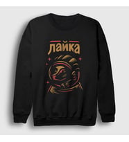 Presmono Unisex Siyah Layka CCCP Sovyetler Birliği Sweatshirt 266838tt