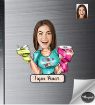 Kişiye Özel Hoby Kadın Ahşap Magnet -1
