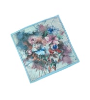 Enba Çiçek Desenli Pamuklu Eşarp 90x90 cm (Açık Mavi)