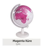 GÜRBÜZ 48321  26 CM MODERN RENKLİ SİYASİ KÜRE IŞIKLI + USB MAGENTA