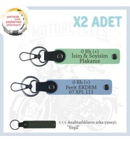 Özel Olana, İsim Plaka ve 0 Rh (+) Kan Grubu Yazılı Kişiselleştirilmiş x2 Anahtarlık, Yeşil-Mavi-Ysl (Çok Renkli)