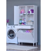 Eliusta Liora Beyaz Çok Amaçlı Banyo Dolabı 80 cm Genişliğe Sahip 80x171x32,5 cm Çift Sepetli 2 Raflı Dolap
