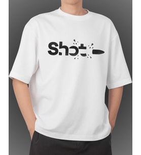 Shot Baskılı Oversize Bisiklet Yaka Beyaz Unisex Tişört