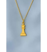 Kişiye Özel 925 Ayar Gümüş  Satranç Taşı Vezir Kolye Kraliçe Sembolü (Gold)