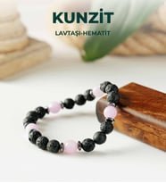 Luxtone Sertifikalı Kunzit - Lavtaşı ve Hematit Elastik Bileklik Erkek Takı  LX1810BL