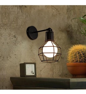 RİOLİGHT RETRO,RUSTİK,VİNTAGE SİYAH KAFES 1XE27 DUYLU METAL DUVAR APLİK