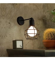 RİOLİGHT RETRO,RUSTİK,VİNTAGE SİYAH KAFES 1XE27 DUYLU METAL DUVAR APLİK