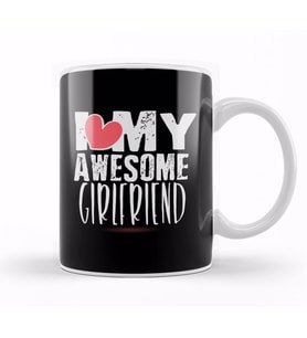 Cute I Love My Awesome Girlfriend Boyfriends Kupa Bardak Porselen