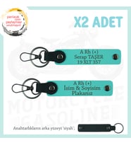 Motor Plakan ve İsmin Anahtarlığında! İsim Plaka ve A Rh (+) Kan Grubu 2'li Anahtarlık, Turkuaz-Syh